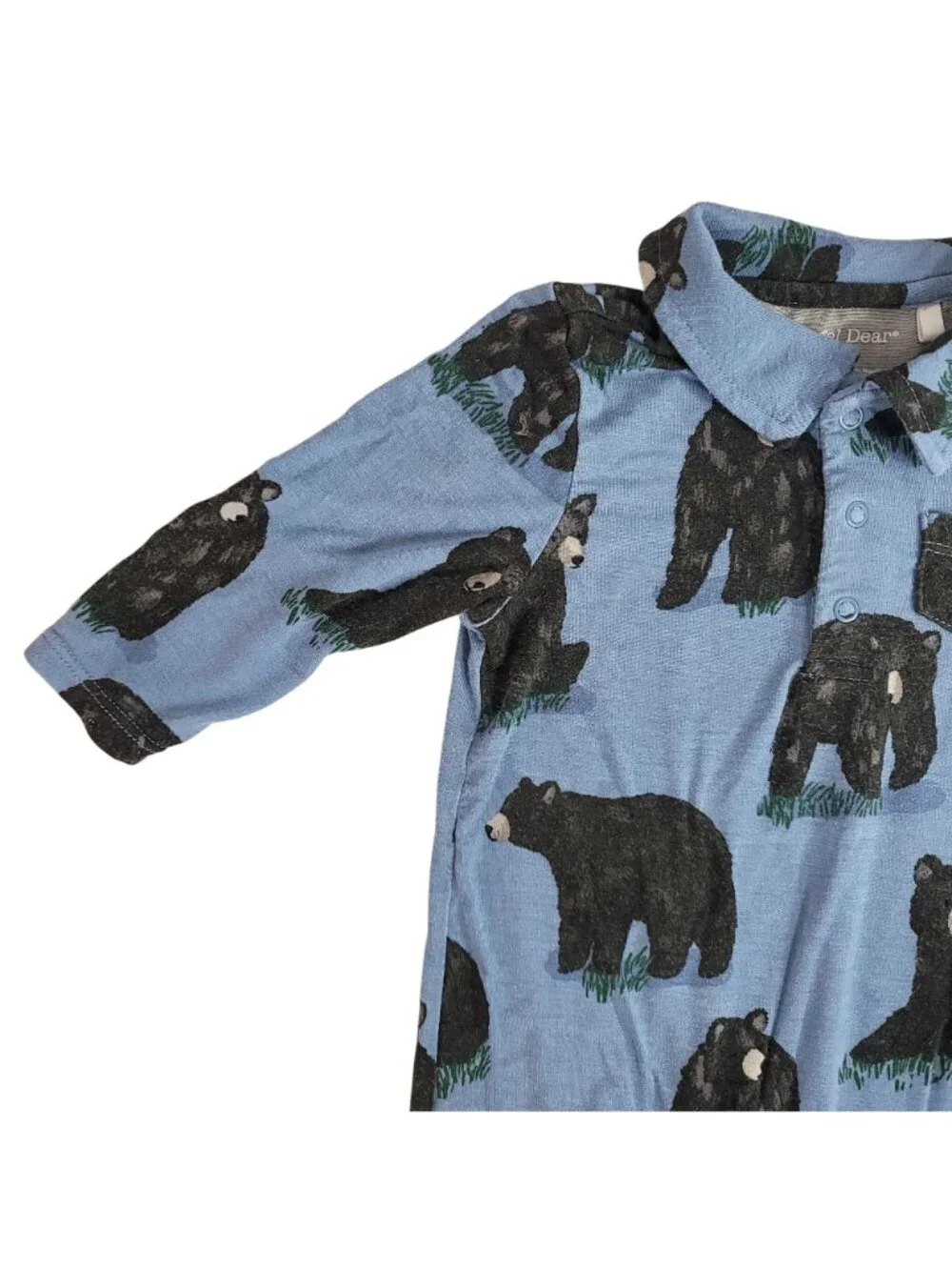 Angel Dear Bears Sleeper Blue Black 3-6M One Piece Snaps Long Sleeve Bamboo
